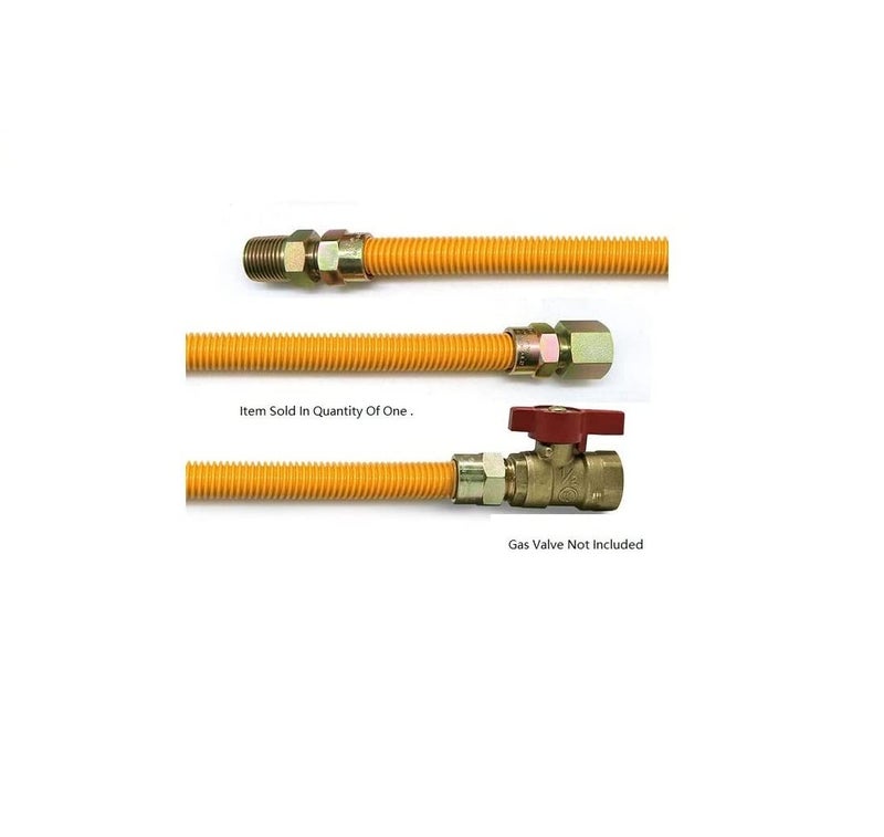 EZ-Fluid 18" Stainless Steel Corrugated Yellow Epoxy Coated 1/2" MIP x 1/2" FIP Gas Flexible Line,Flexible Natural Gas Hose Supply Connector For Gas Pipe,Hot Water Heater,Range,Dryer,Stove,Grill(1 - Image 4